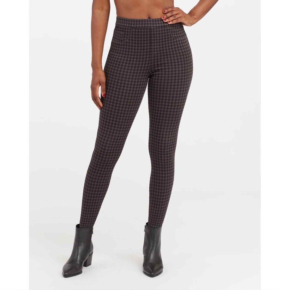 Spanx Size 2XL Jean-Ish Ankle Leggings in Houndstooth - Black/Gray